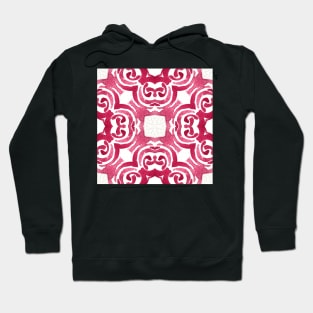 Abstract watercolour rococo pattern in enchanting reds, organic swirls and roses mandala style Hoodie